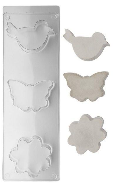 Gießform "Vogel, Schmetterling, Blume" 3 Motive