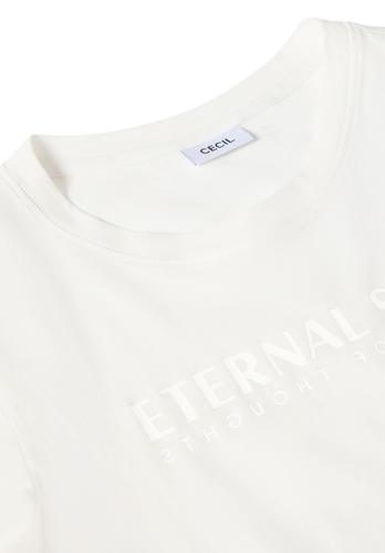 T-Shirt mit Wording Artwork L - Vanilla White