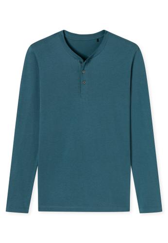 Langarmshirt Knopfleiste 56 - Petrol