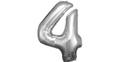 Super Shape Folienballon Silber, Zahlenballon 4, 66 x 88 cm silber