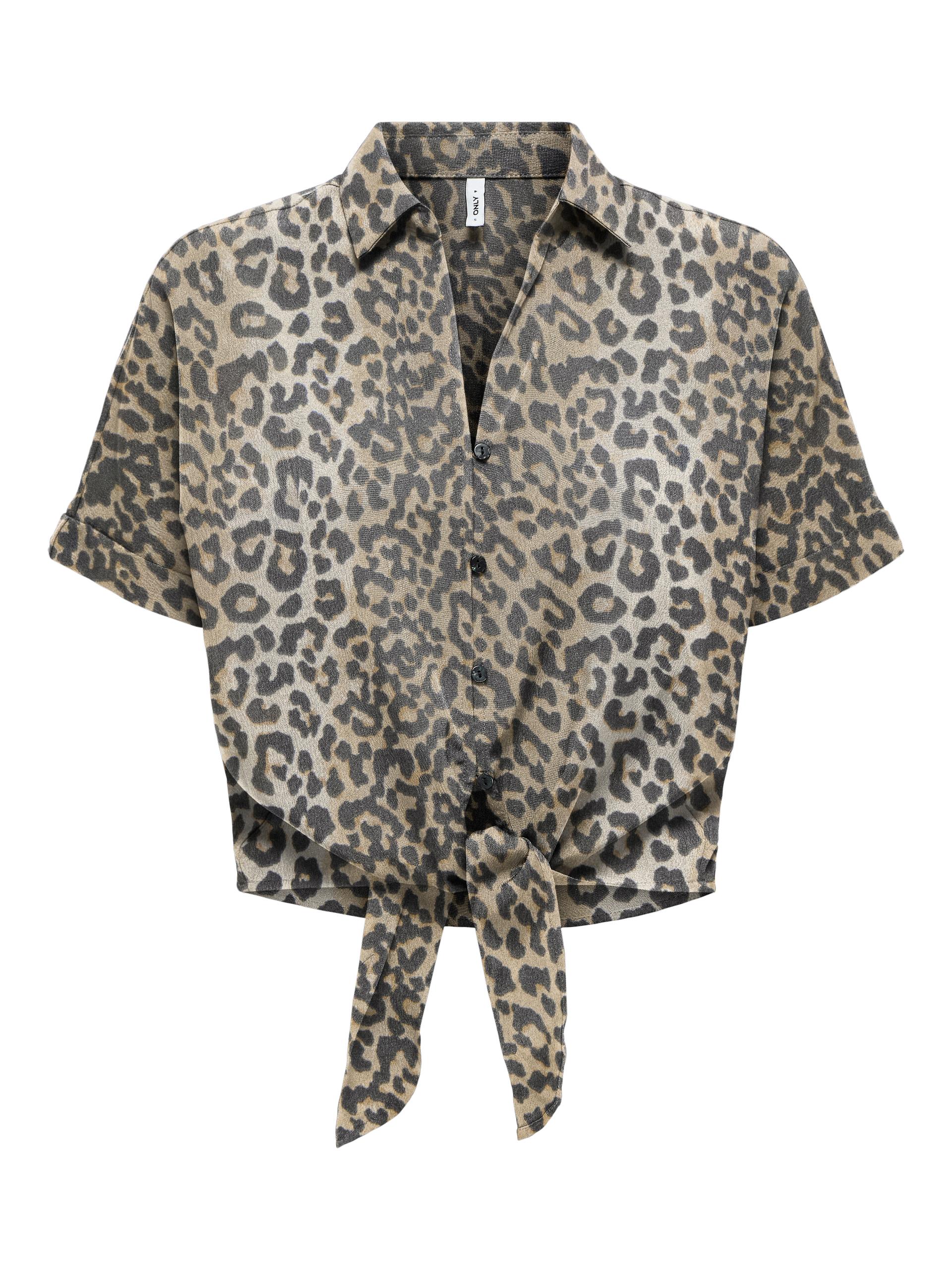 ONLNOVA LIFE VIS S/S KNOT SHIRT AOP S Normal geschnitten - Timber Wolf