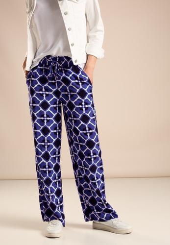 Viskose Hose mit Print 34/30 - Violet Blue
