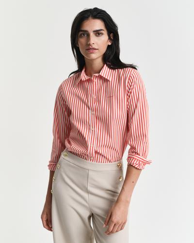 Regular Fit Popeline Bluse mit Streifen 36 - Orange Red