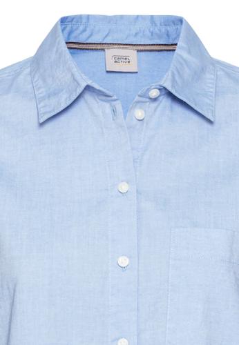 Langarm Bluse aus reiner Baumwolle S Regular Fit - Light Blue