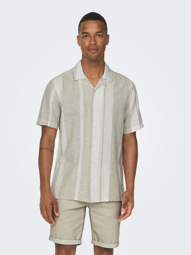 ONSCAIDEN LIFE STRIPE RES LINENBLENDNOOS L Normal geschnitten - Vintage Khaki