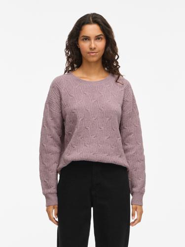 VILASSIA O-NECK L/S CABEL KNIT TOP -NOOS L Normal geschnitten - Toadstool