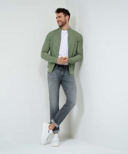 Style Jake XXL Herren-Strickjacke, Langarm, Stehkragen, Einschubtaschen vorn, 2-Wege-Reißverschluss mit wertigem Metallpuller, Gerader Schnitt - Hunter