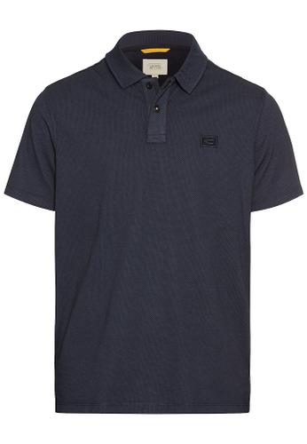 Kurzarm Poloshirt aus reiner Baumwolle Blau L