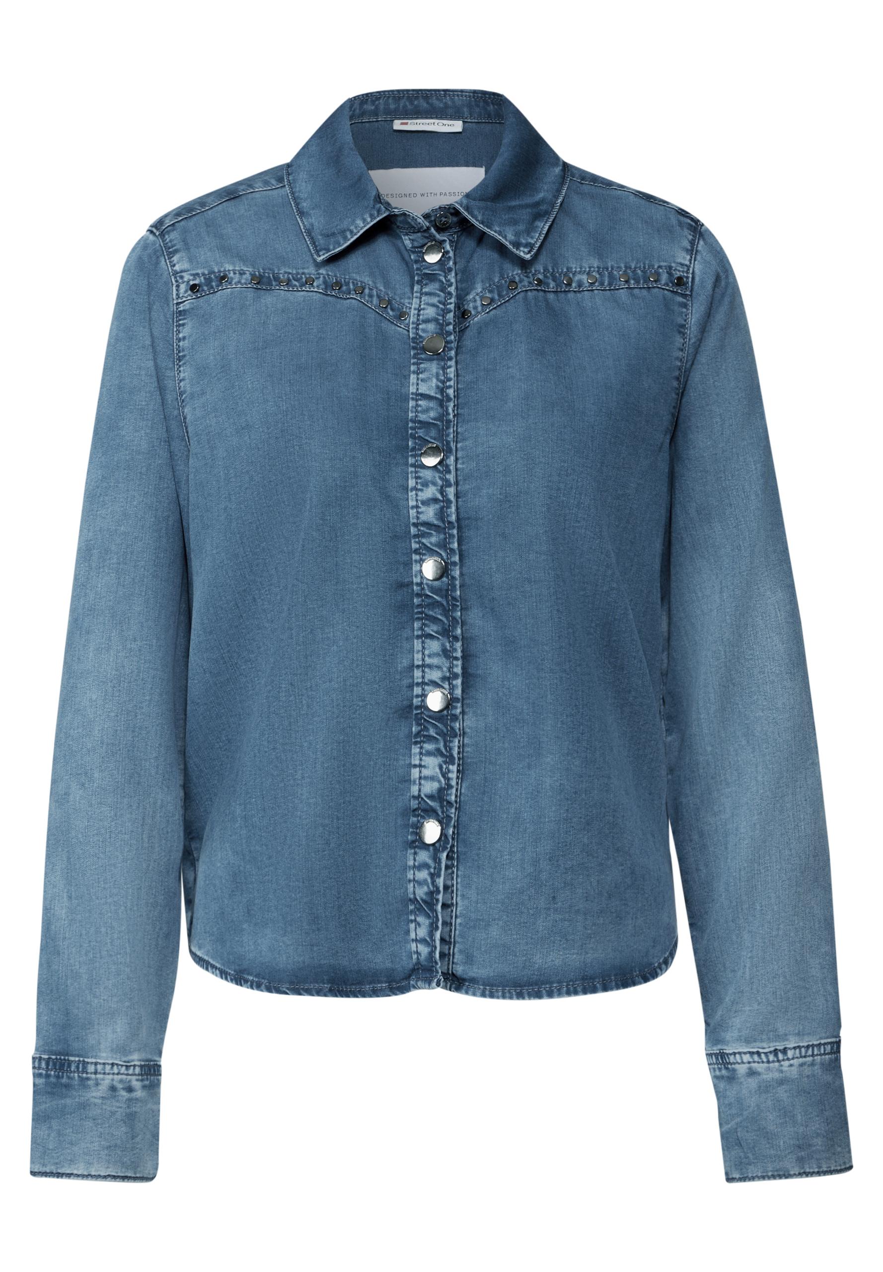 Jeansbluse mit Nieten 36 - Soft Mid Indigo