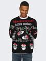 ONSXMAS REG 5 ALLOVER CREW KNIT S Normal geschnitten - Black