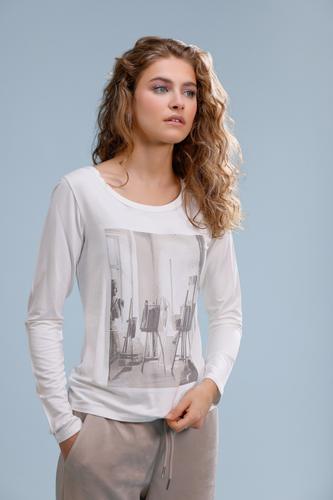 Langarmshirt mit Atelier-Druck 46 - Off-white