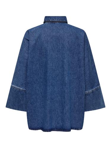 ONLGRACE 3/4 DNM SHIRT CRO NOOS S Locker geschnitten - Medium Blue Denim