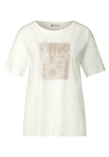 T-Shirt mit Frontprint Weiß 36