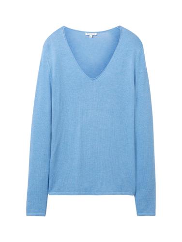 Pullover mit V-Ausschnitt XL Regular Fit - Sea Blue Melange