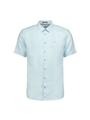 Shirt Short Sleeve Linen Solid Blau XL
