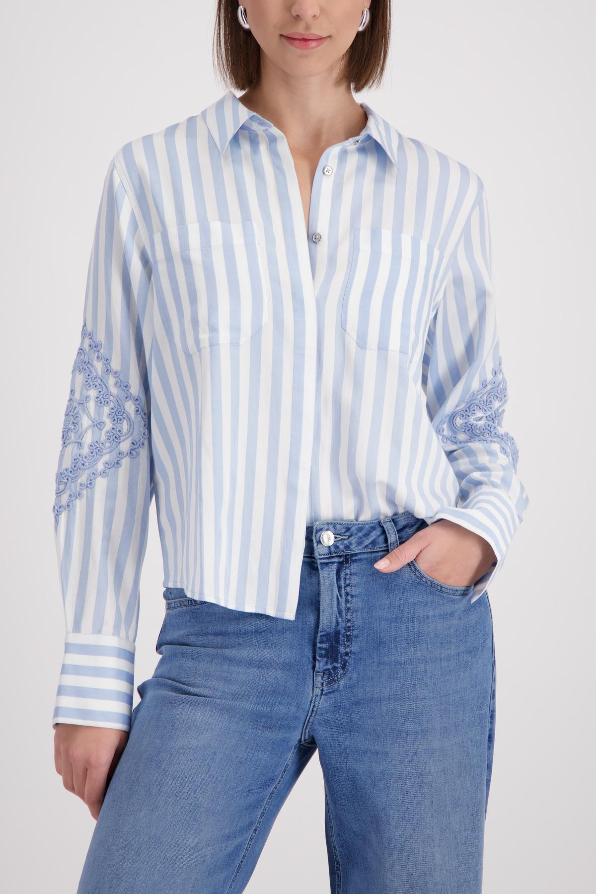 Bluse mit Kordelstickerei 40 - Light Sky Ringel