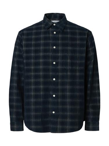 SLMREGCLAUS CORD YD CHECK LS SHIRT S Normal geschnitten - Navy Blazer