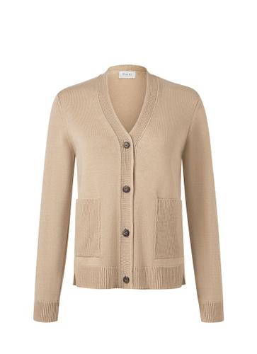 Strickjacke 1/1 Arm Beige