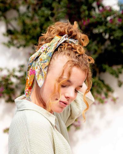 Nickituch Seidentuch mit FRAAS Plaid Karo und Tier-Print OS - Organic Green