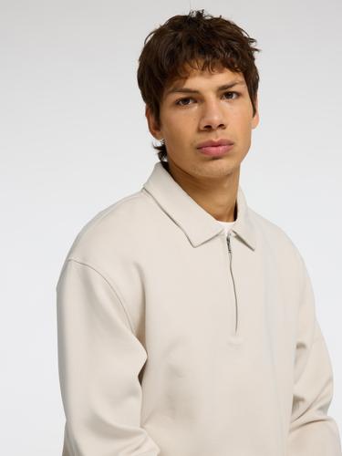 SLHRELAX-EMANUEL SOFT POLO ZIP SWEAT EX XL Locker geschnitten - Oatmeal