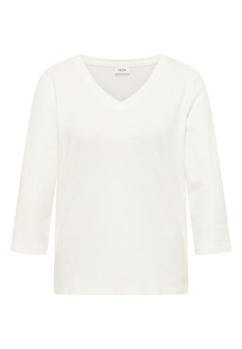 Basic V-Neck Shirt L - Vanilla White