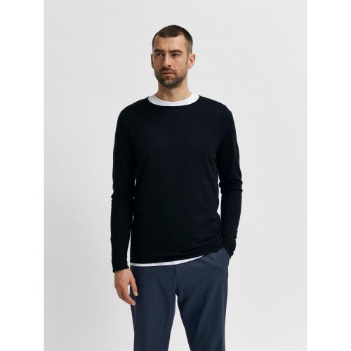 SLHROME LS KNIT CREW NECK NOOS M Normal geschnitten - Black