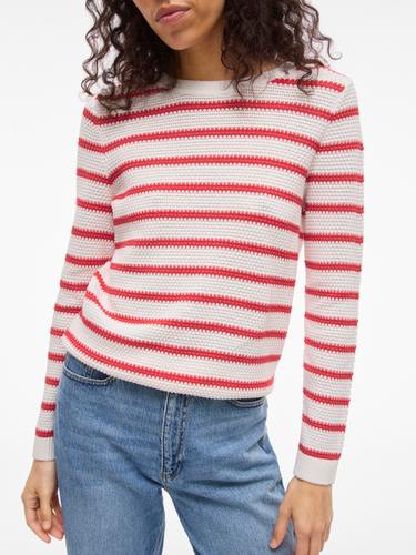 VIDALO O-NECK L/S STRIPE KNIT TOP- NOOS XL Normal geschnitten - White Alyssum
