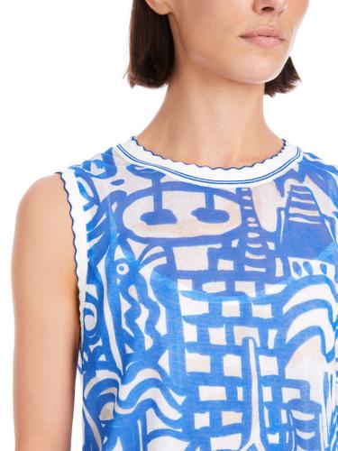In Deutschland gestricktes Top mit Print Blau 42