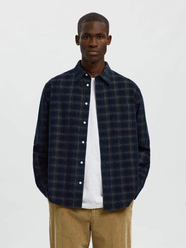 SLMREGCLAUS CORD YD CHECK LS SHIRT S Normal geschnitten - Navy Blazer