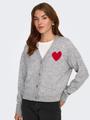 JDYVITTORIA L/S HEART CARDIGAN KNT S Knit Fit - Light Grey Melange