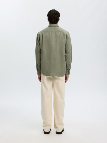 SLMREGCLAUS CLAY LINENBLEND LS SHT NOOS S Normal geschnitten - Vetiver