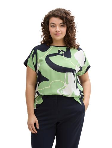 Plus Size - T-Shirt im Material-Mix 54 Regular Fit - True Green
