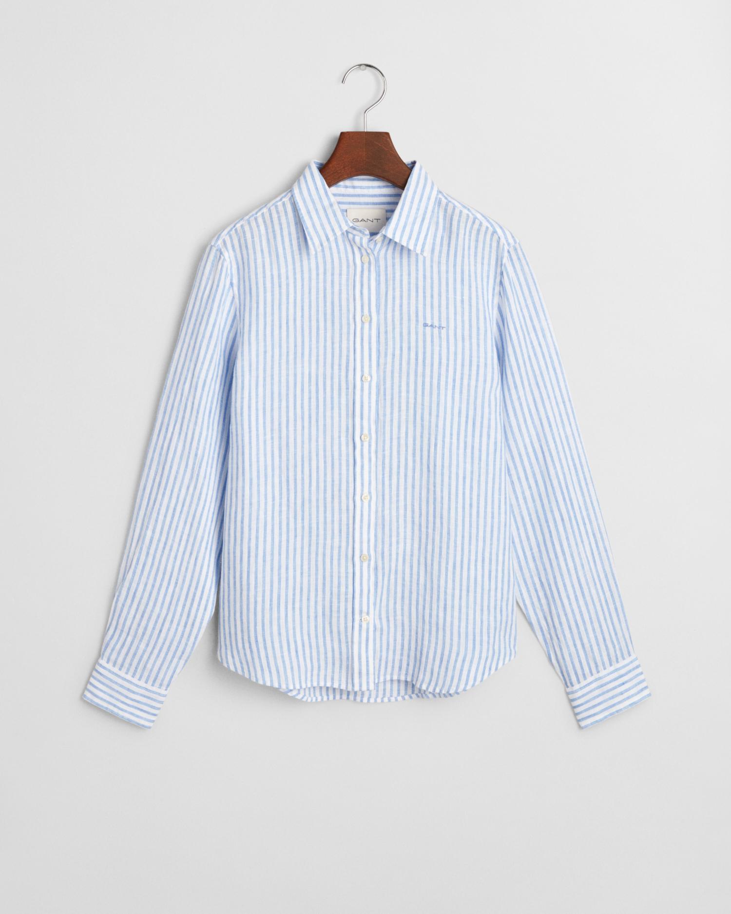 Regular Fit Leinenbluse mit Streifen 38 - Perfect Blue