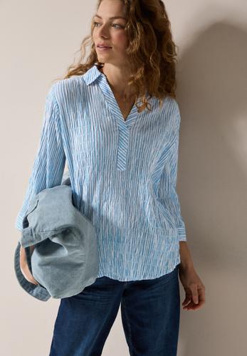 Gestreifte Seersucker Bluse L - Ultramarine