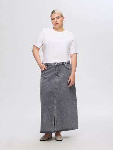 SLFKRISTA-GERDA HW L GREY MAX SKIRT NOOS 34 - Light Grey Denim