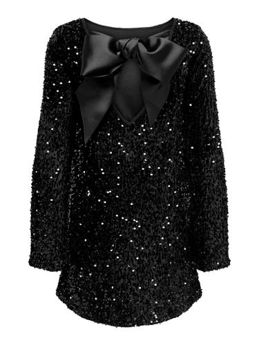 ONLANIKA SEQUINS LS BOW DRESS WVN CS M Normal geschnitten - Black