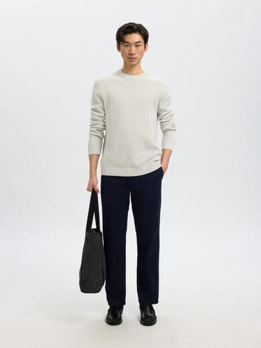 SLHDANE LS KNIT STRUCTURE CREW NECK NOOS XL Normal geschnitten - Light Grey Melange