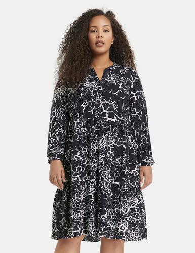 Ausgestelltes Stufenkleid mit Unterkleid 50 A-Linie | Ausgestellt - Navy Gemustert