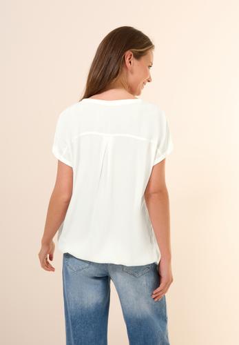 Kurzarmbluse in Unifarbe L - Vanilla White