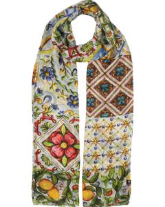 Stola XL-Seidenstola mit Mosaik-Design - vielseitig tragbar OS - True Blue
