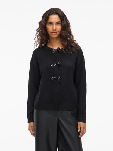 VIBRIANNA O-NECK L/S BOW KNIT CARDIGAN XS Normal geschnitten - Black Beauty