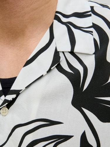 JJJEFF MONOCHROME RESORT SHIRT SS S Locker geschnitten - Black