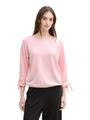 Loose Fit Langarmshirt mit Raffärmeln L Loose Fit - Pink White Stripe