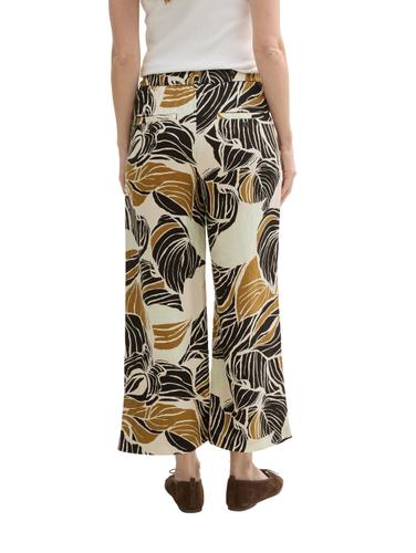 Culotte Hose mit Leinenanteil 44/28 Culotte Fit - Neutral Cut Leaves Design