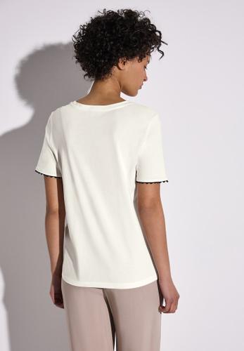 Basic Shirt mit Deko-Tape Weiß 36