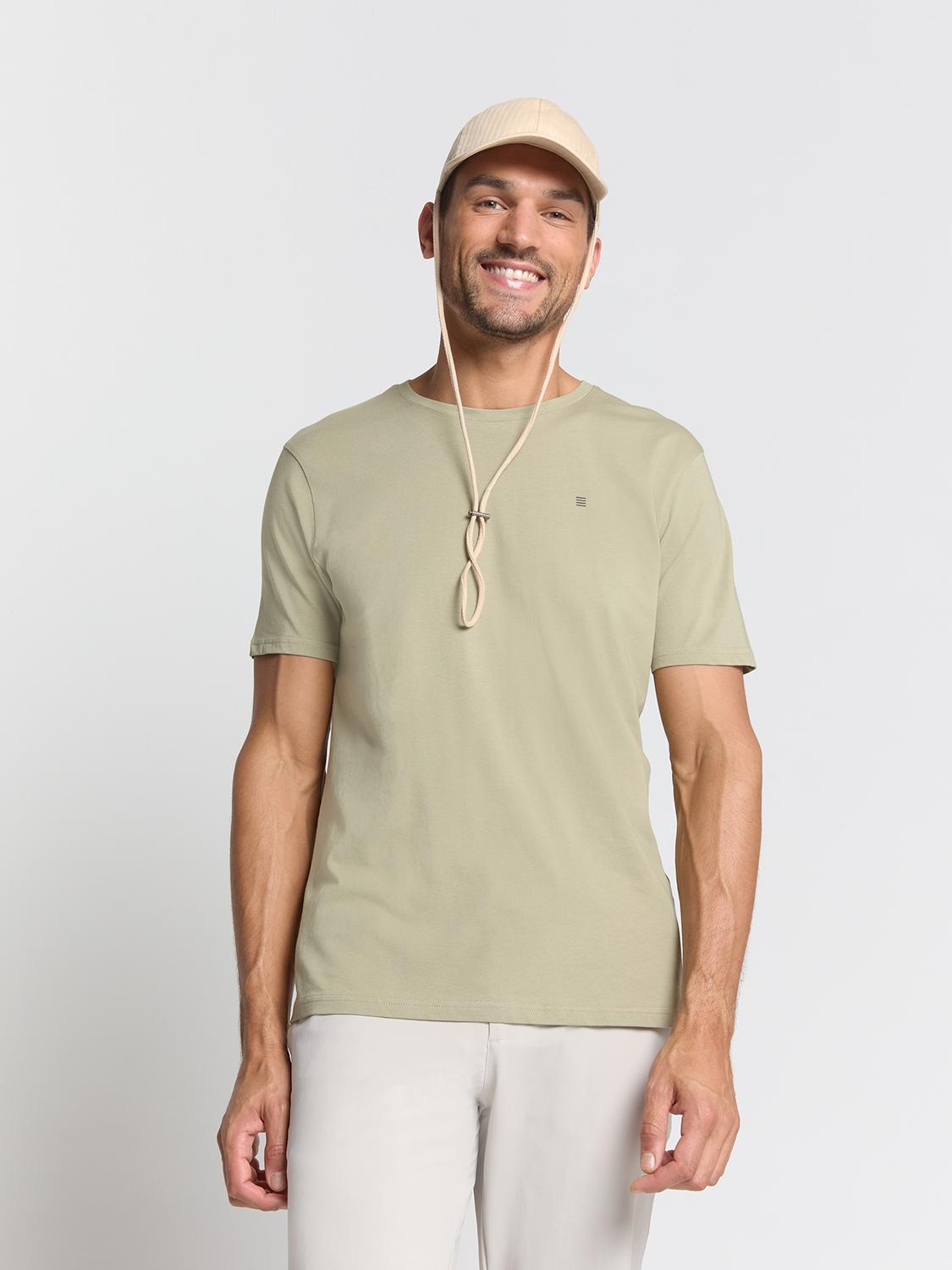 T-Shirt Crewneck Solid Basic L Regular Fit - Light Moss