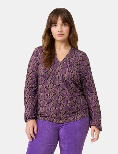 Langarmshirt mit farbigem Schlangenprint 46 Körpernahe Passform - Caramel Gemustert