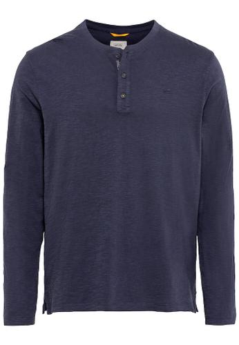 Henleyshirt aus nachhaltigem Organic Cotton Blau L
