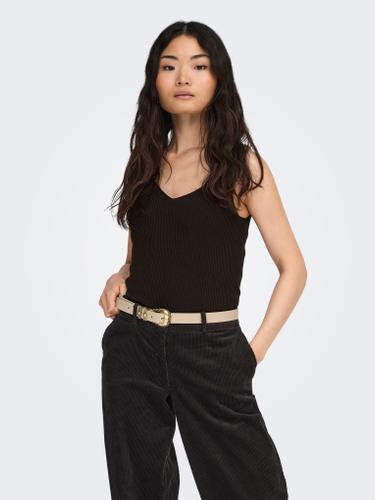 JDYNANNA S/L TOP KNT NOOS M Knit Fit - Chocolate Torte