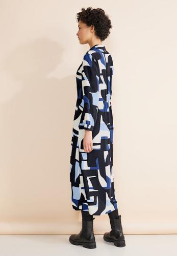 Print Hemdblusenkleid Blau 40